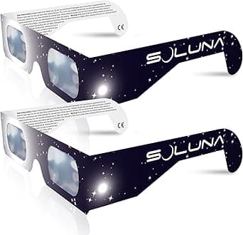 Soluna Solar Eclipse Glasses - CE and ISO Certified Safe Shades for Direct Sun Viewing - Made in the USA (2 Pack) - Lunettes Pour éclipse Solaire